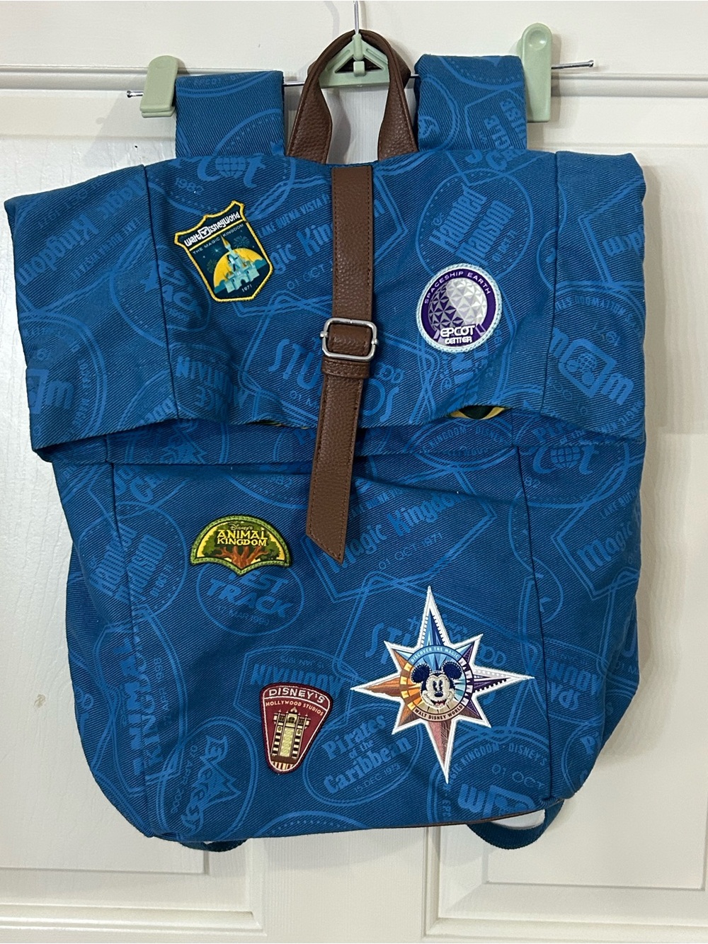 Disney World Passport Series Backpack Rucksack Embroidered Patches Padded Blue - Picture 1 of 9